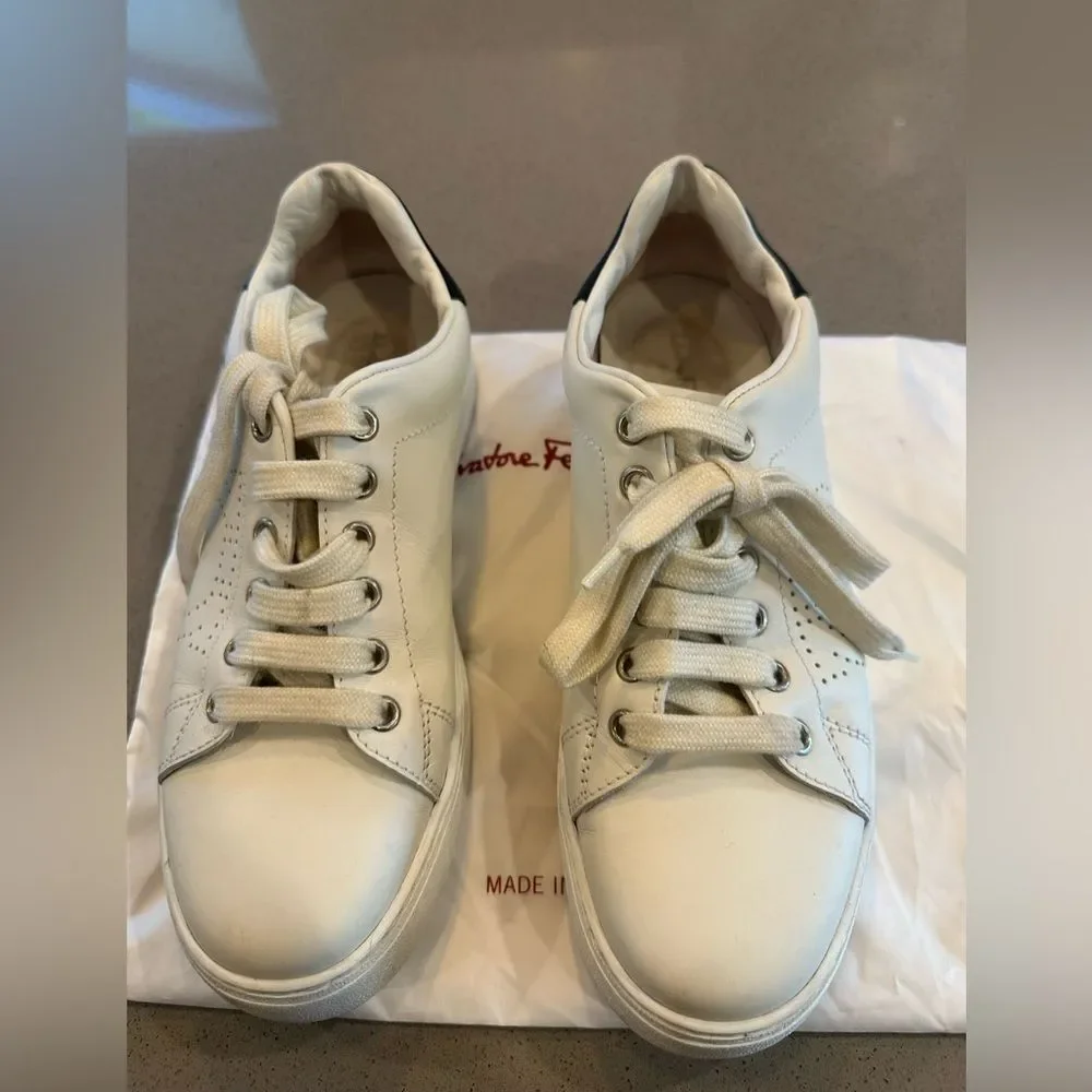 Salvatore Ferragamo White Sneakers Womens size 7